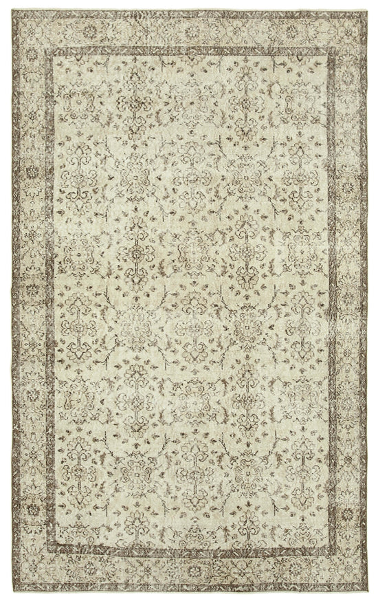 6x10 Beige Turkish Vintage Area Rug - 39300