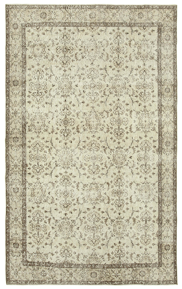 6x10 Beige Turkish Vintage Area Rug - 39300