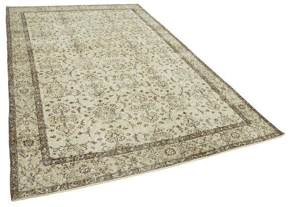6x10 Beige Turkish Vintage Area Rug - 39300