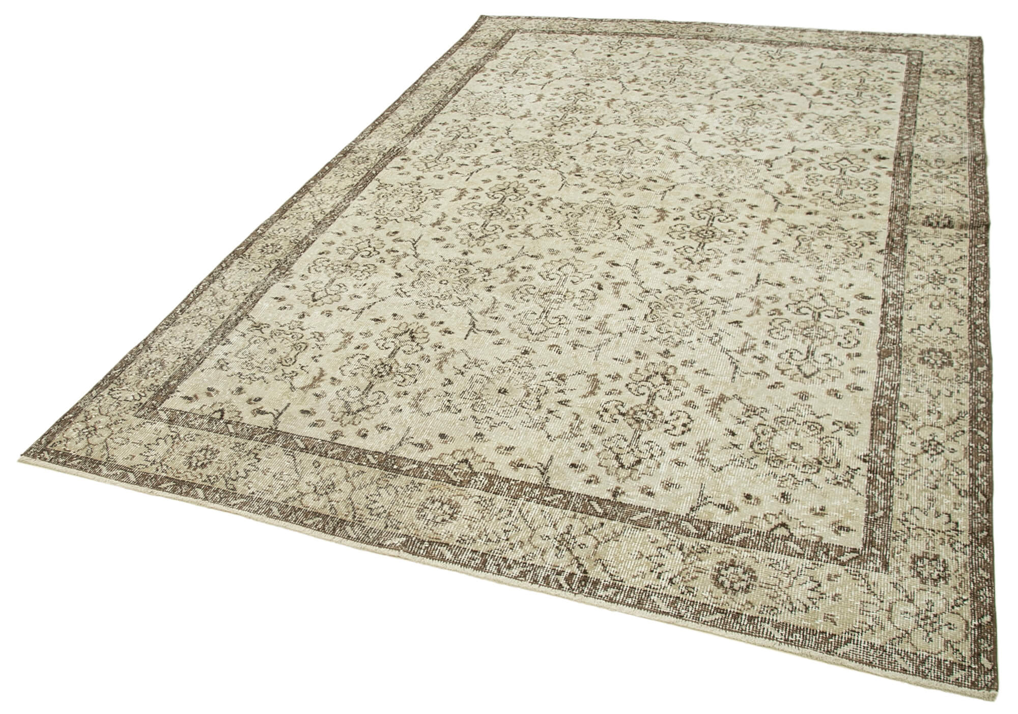 6x10 Beige Turkish Vintage Area Rug - 39300