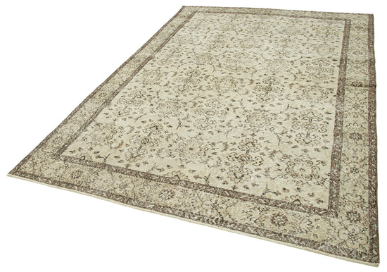 6x10 Beige Turkish Vintage Area Rug - 39300