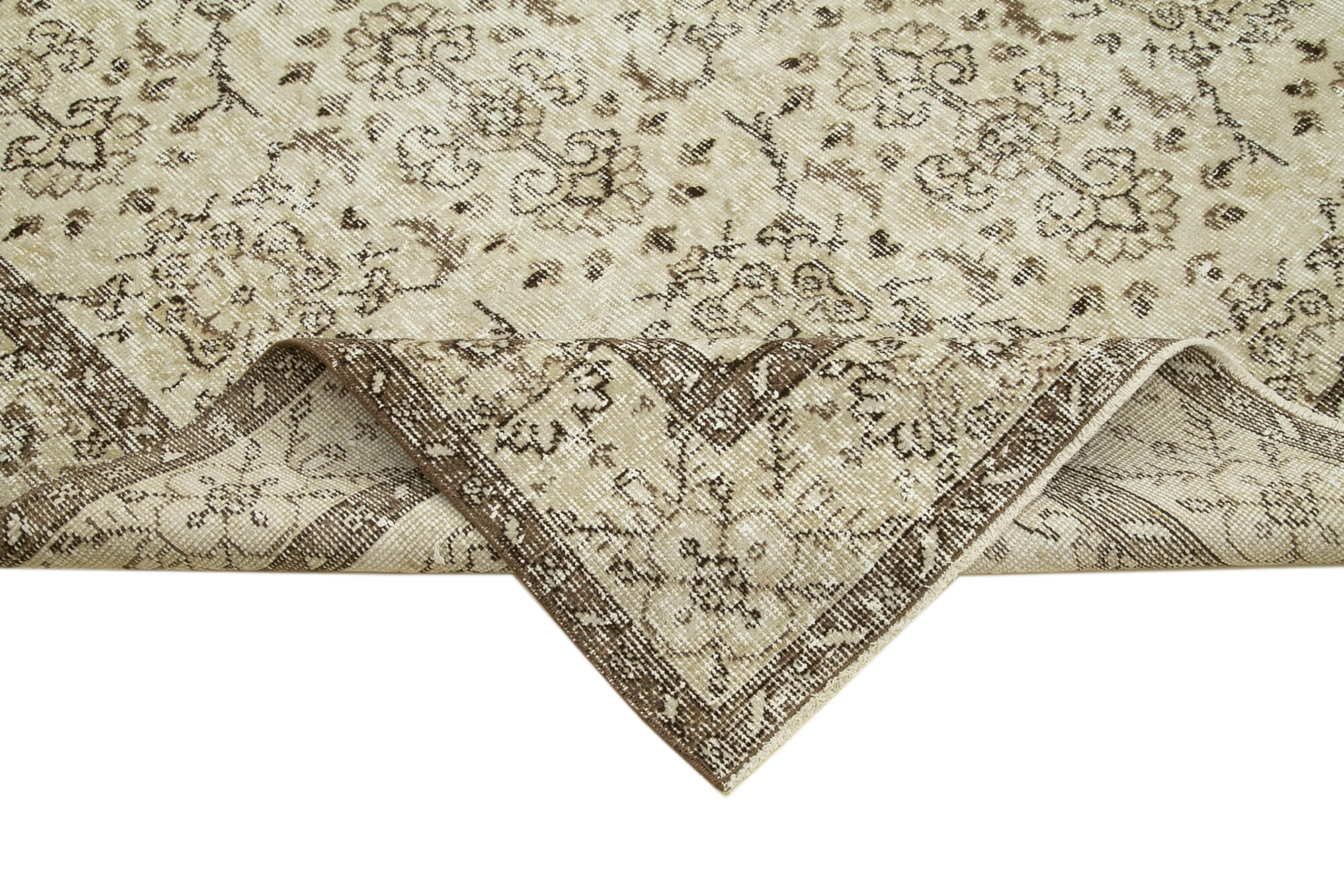 6x10 Beige Turkish Vintage Area Rug - 39300
