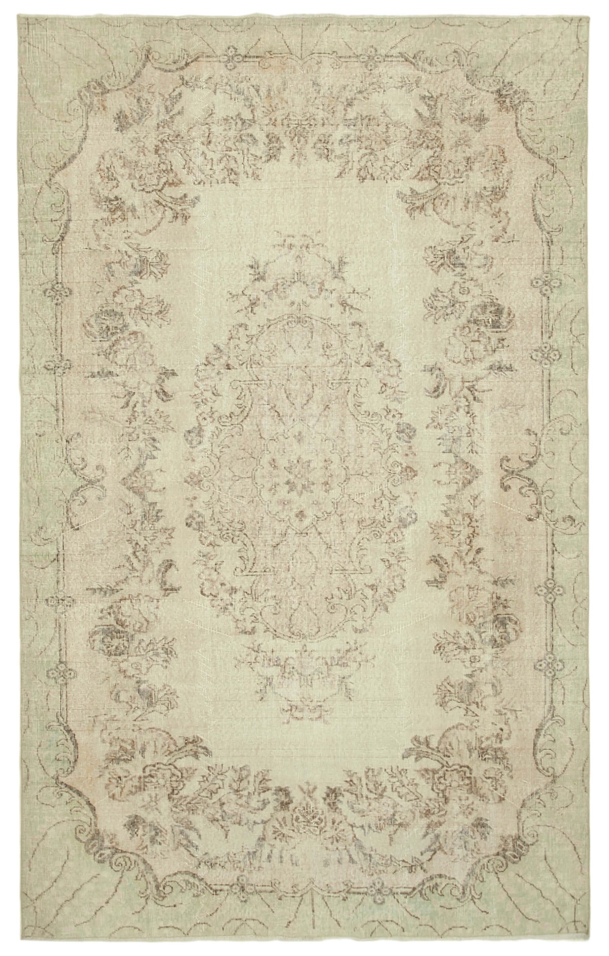 6x10 Beige Turkish Vintage Area Rug - 39301