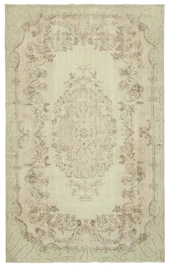 6x10 Beige Turkish Vintage Area Rug - 39301