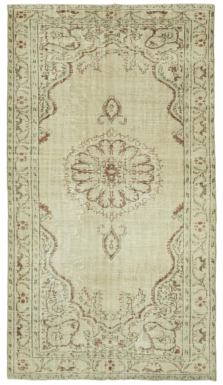 6x10 Beige Turkish Vintage Area Rug - 39303