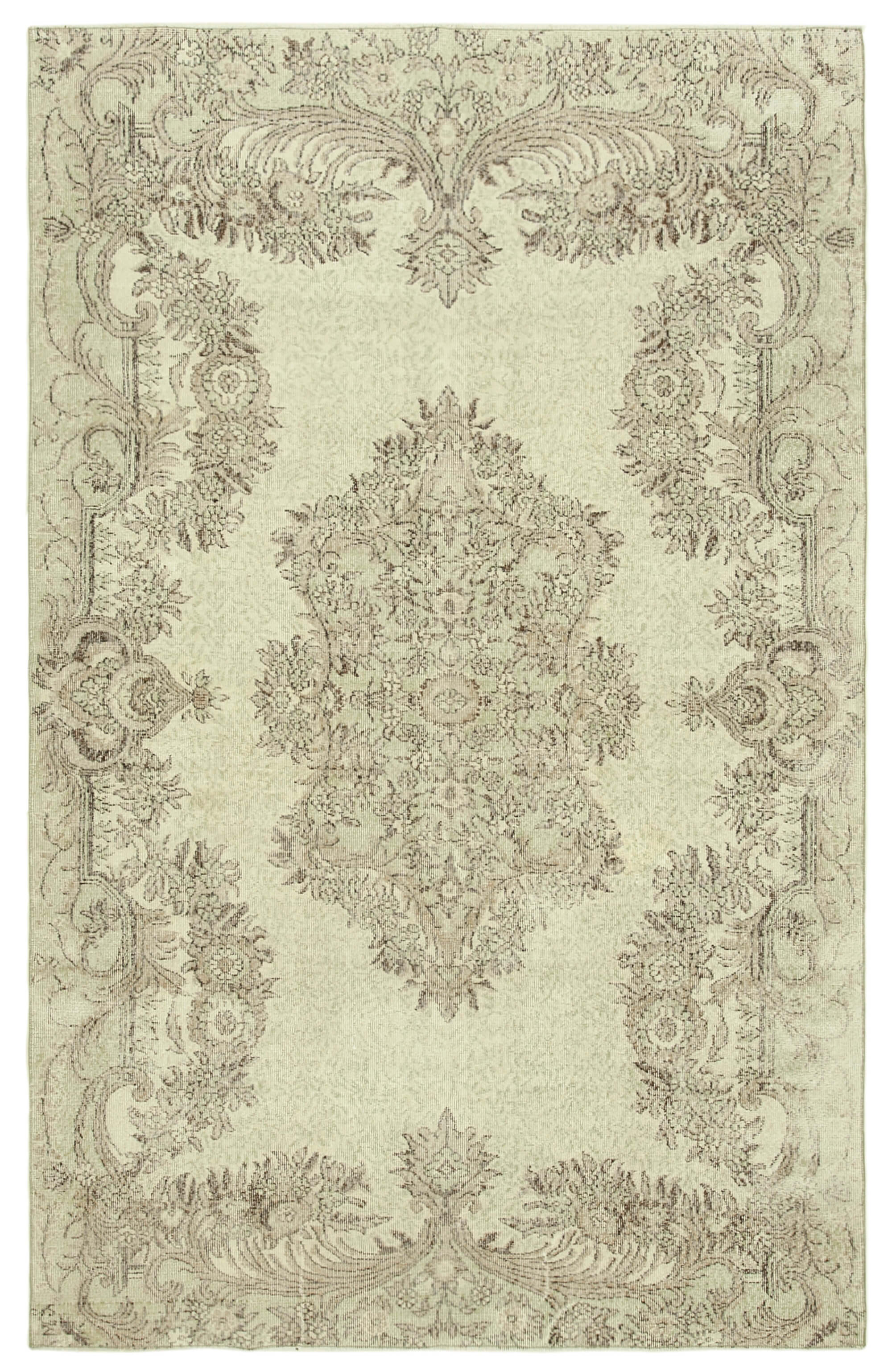 7x10 Beige Turkish Vintage Area Rug - 39304