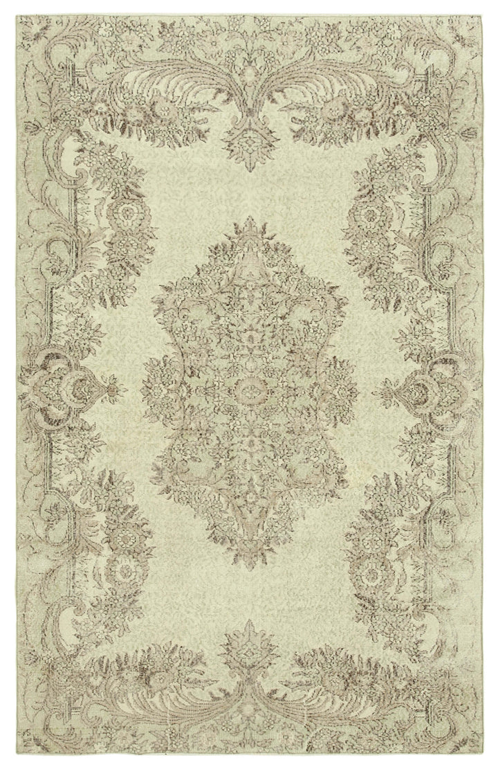 7x10 Beige Turkish Vintage Area Rug - 39304