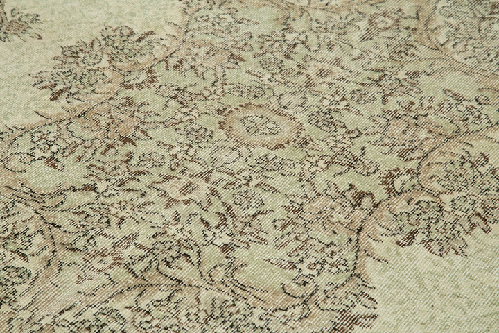 7x10 Beige Turkish Vintage Area Rug - 39304