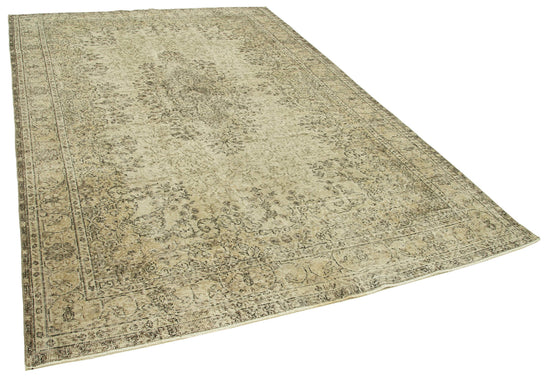 7x10 Beige Turkish Vintage Area Rug - 39305