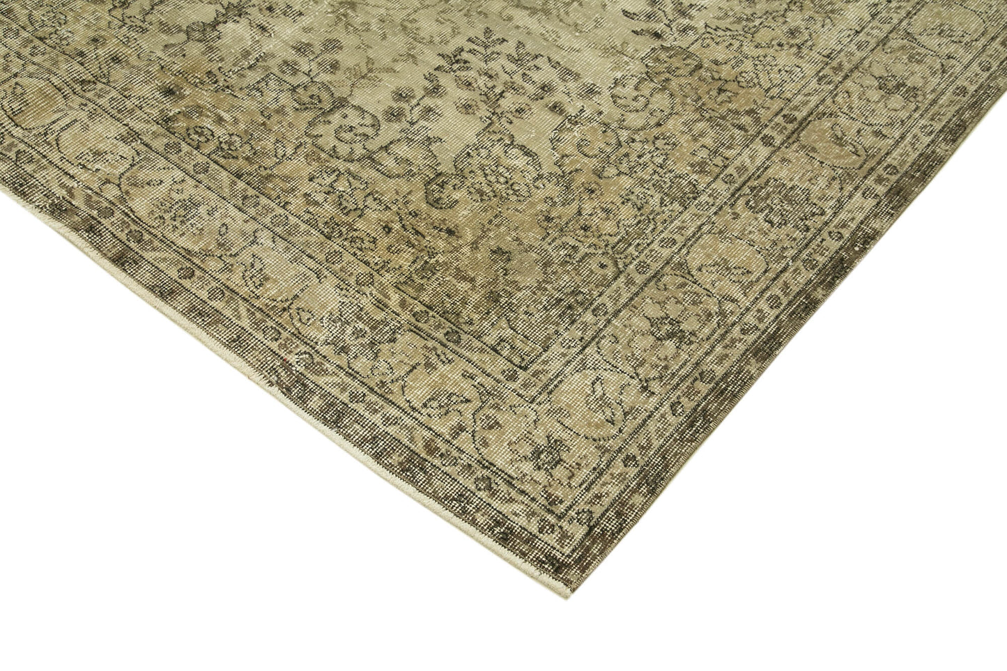 7x10 Beige Turkish Vintage Area Rug - 39305