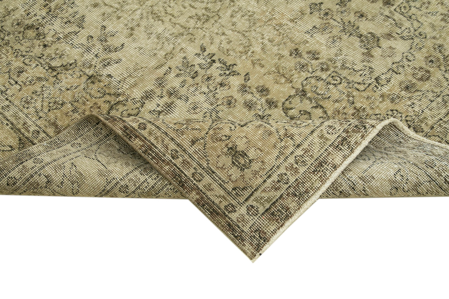 7x10 Beige Turkish Vintage Area Rug - 39305