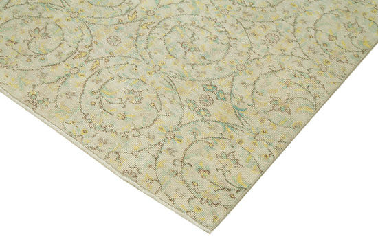 7x9 Beige Turkish Vintage Area Rug - 39306