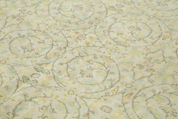 7x9 Beige Turkish Vintage Area Rug - 39306