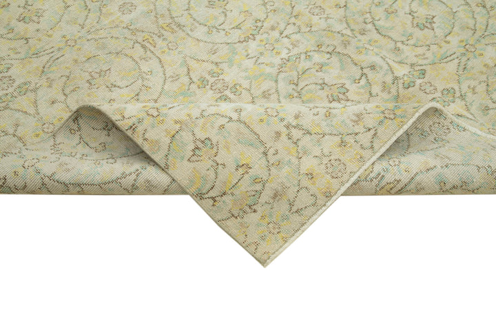 7x9 Beige Turkish Vintage Area Rug - 39306