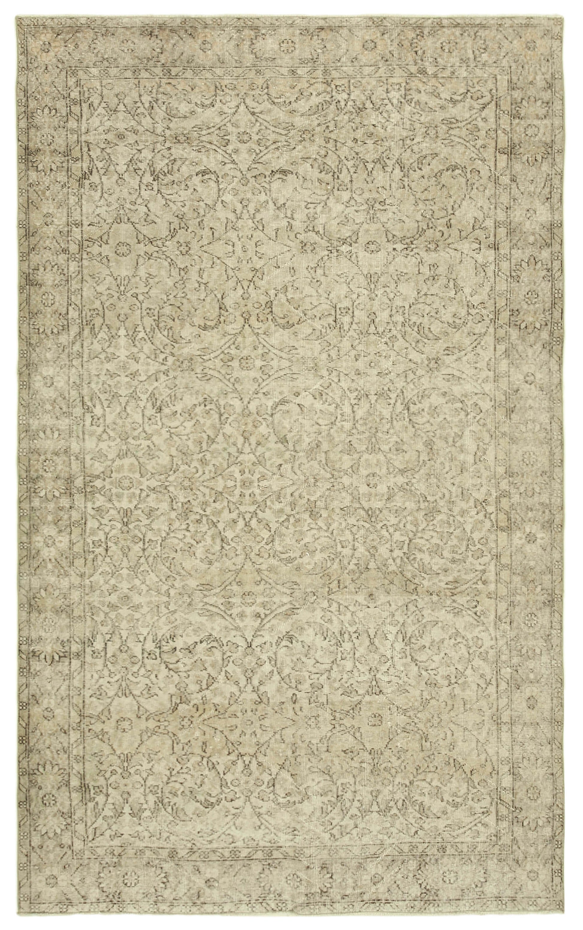 6x10 Beige Turkish Vintage Area Rug - 39307