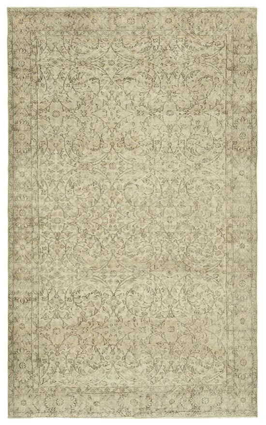 6x10 Beige Turkish Vintage Area Rug - 39307