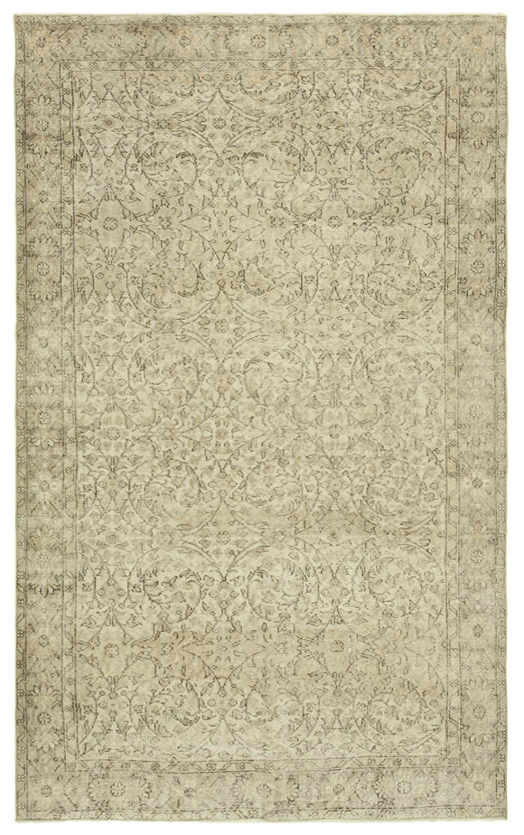 6x10 Beige Turkish Vintage Area Rug - 39307