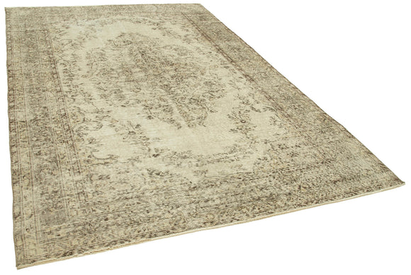 7x10 Beige Turkish Vintage Area Rug - 39312
