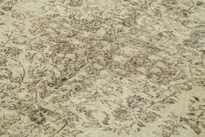 7x10 Beige Turkish Vintage Area Rug - 39312
