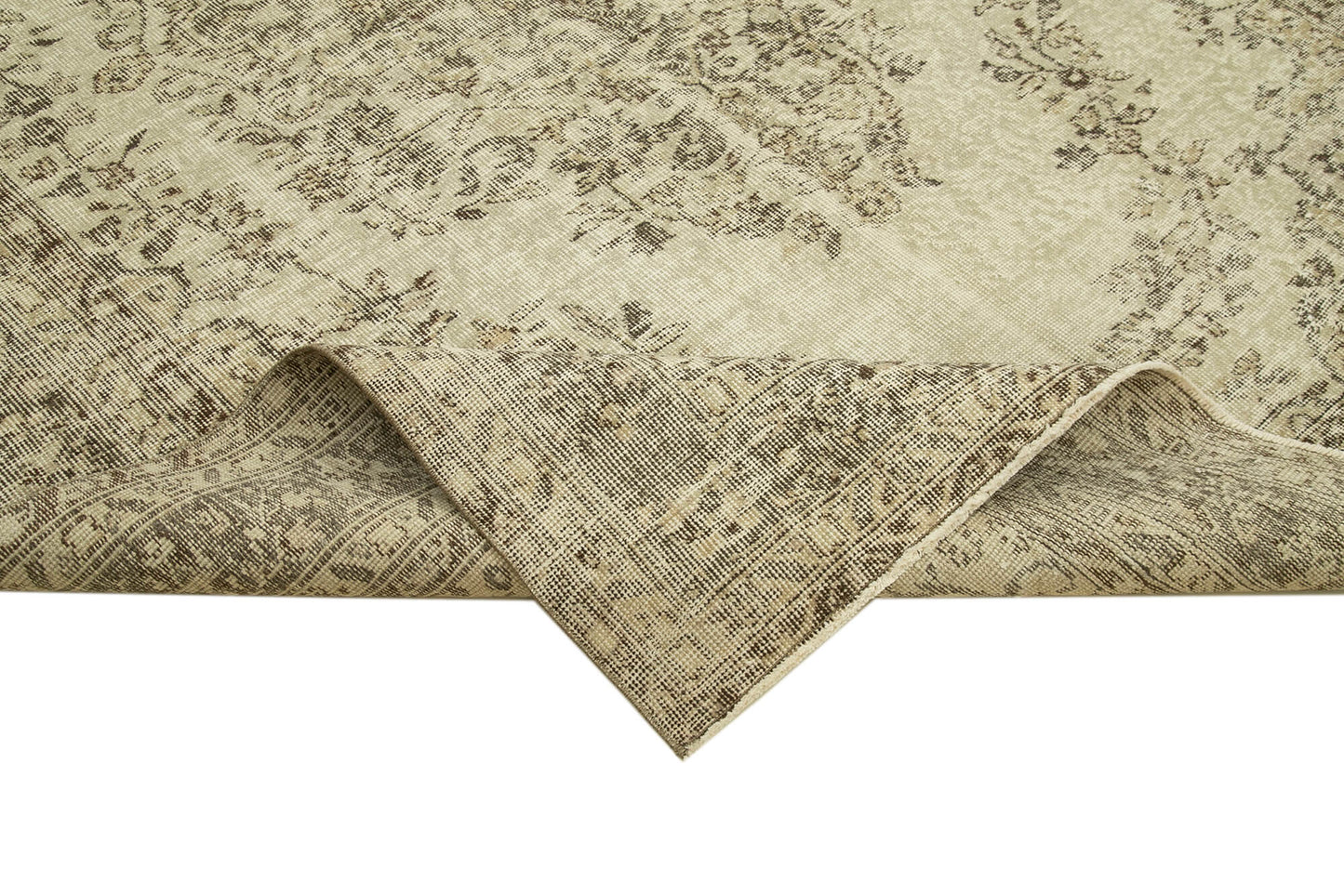 7x10 Beige Turkish Vintage Area Rug - 39312