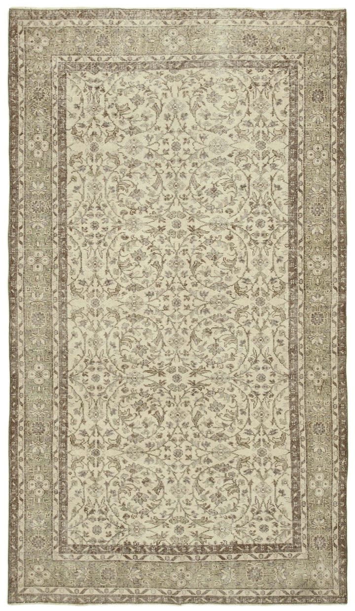 6x10 Beige Turkish Vintage Area Rug - 39313