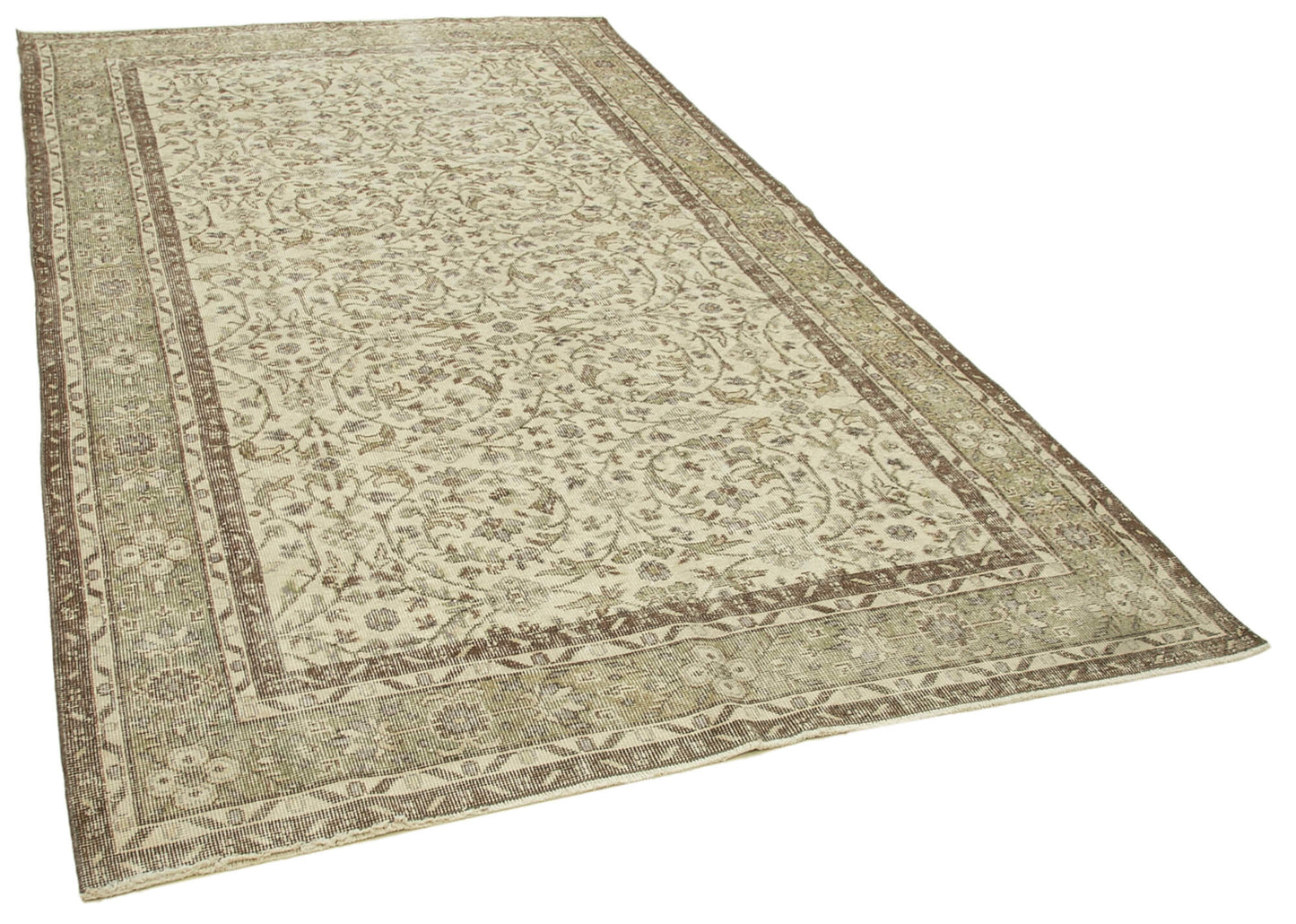 6x10 Beige Turkish Vintage Area Rug - 39313