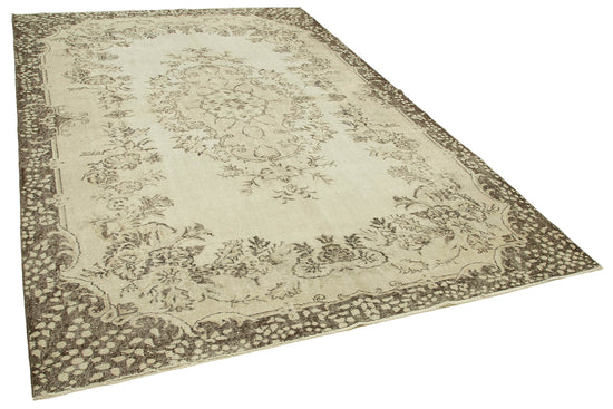 7x10 Beige Turkish Vintage Area Rug - 39317