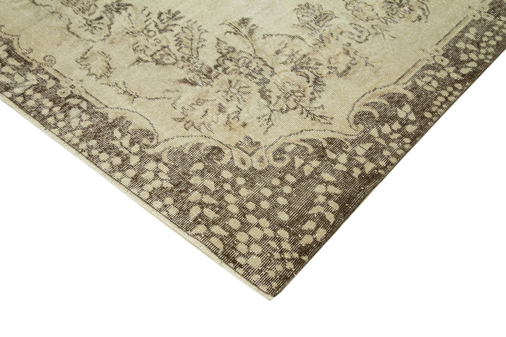 7x10 Beige Turkish Vintage Area Rug - 39317
