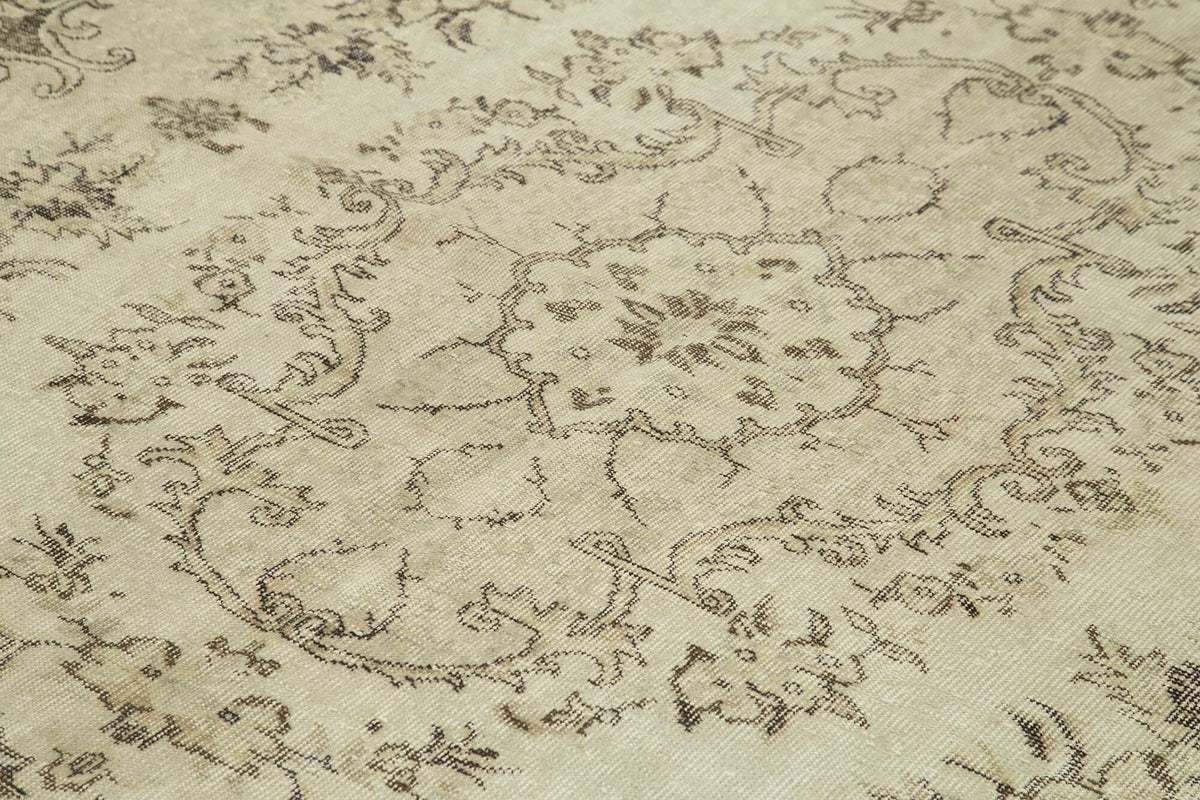 7x10 Beige Turkish Vintage Area Rug - 39317