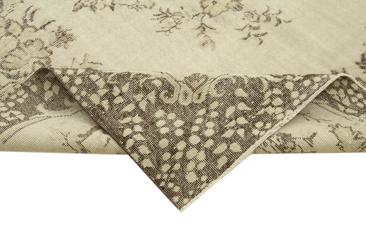 7x10 Beige Turkish Vintage Area Rug - 39317