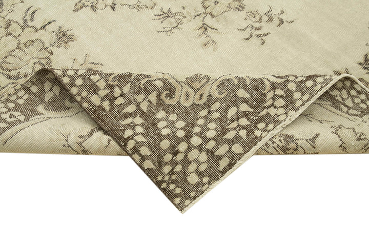 7x10 Beige Turkish Vintage Area Rug - 39317