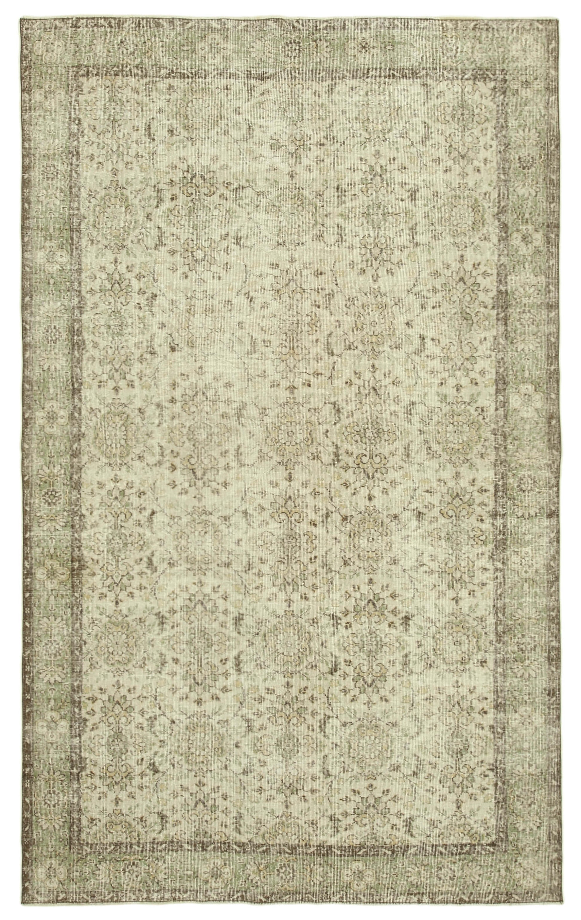 6x10 Beige Turkish Vintage Area Rug - 39318