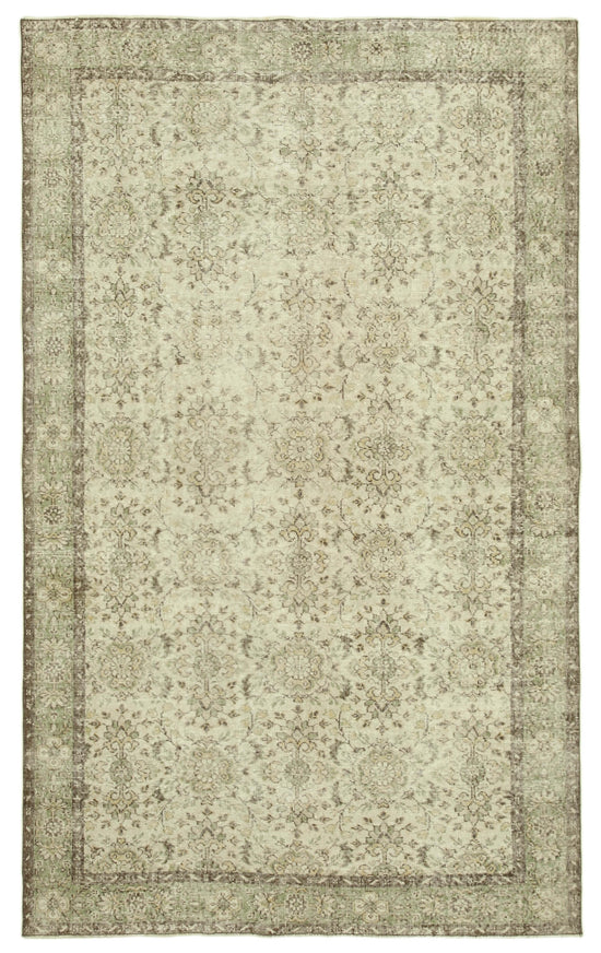 6x10 Beige Turkish Vintage Area Rug - 39318