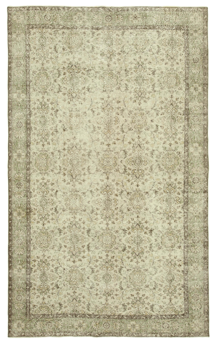 6x10 Beige Turkish Vintage Area Rug - 39318