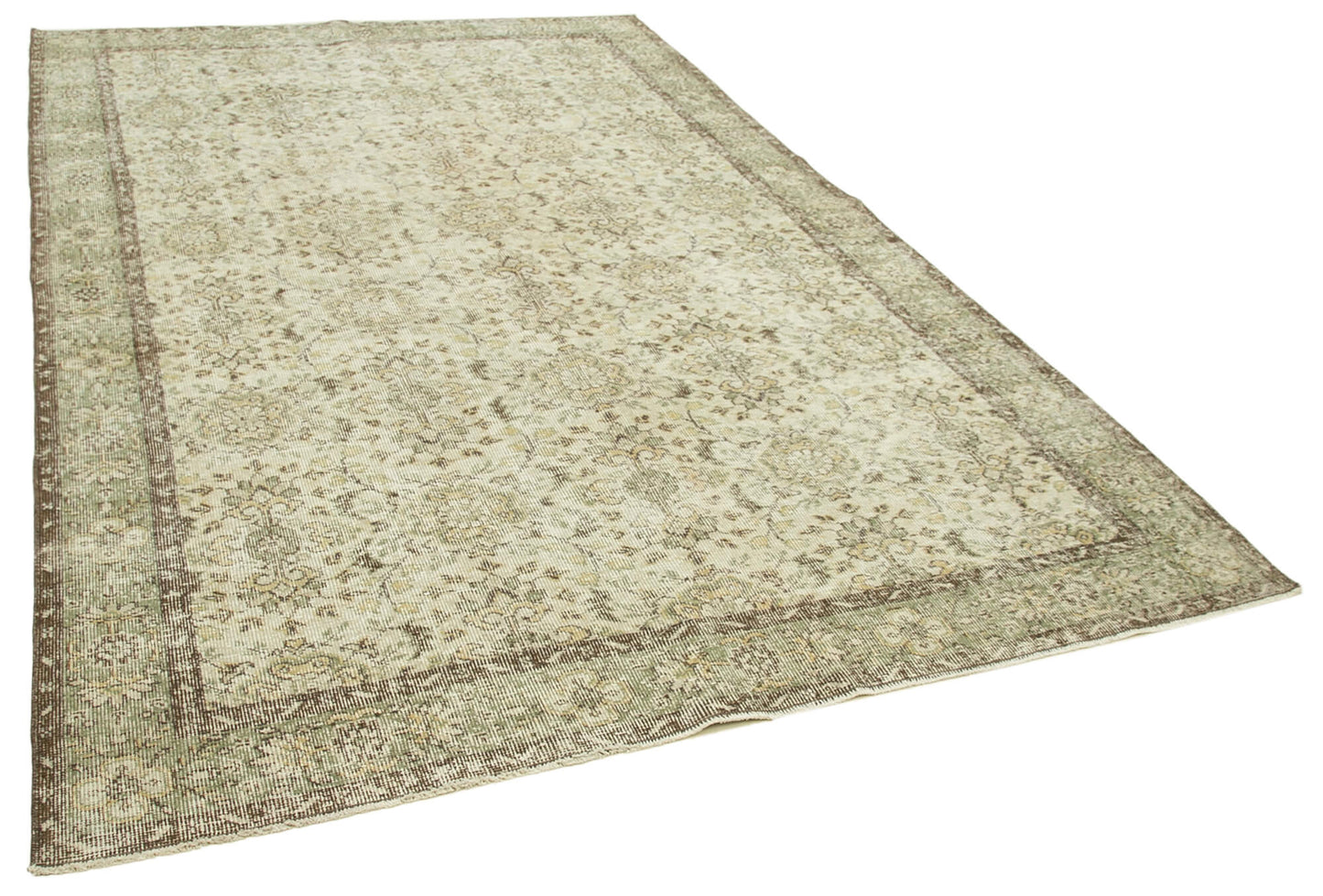 6x10 Beige Turkish Vintage Area Rug - 39318