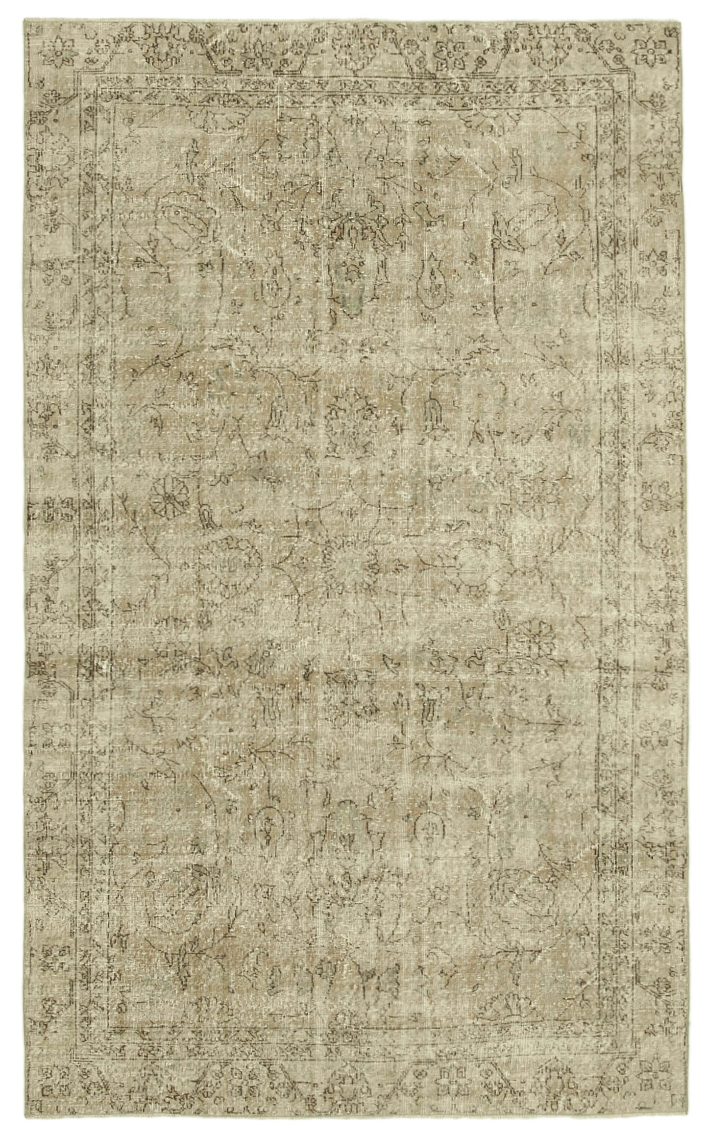 6x10 Beige Turkish Vintage Area Rug - 39321