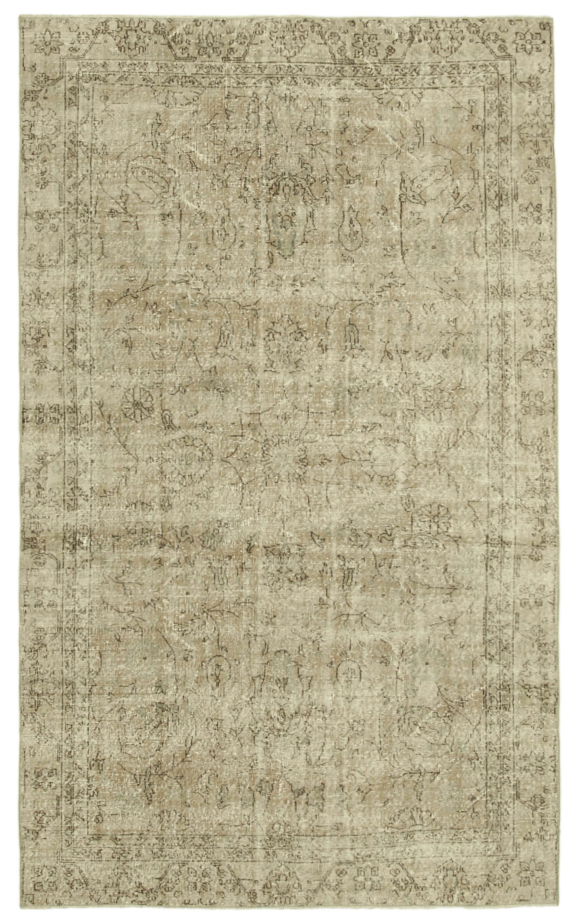 6x10 Beige Turkish Vintage Area Rug - 39321