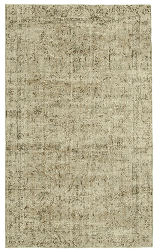 6x10 Beige Turkish Vintage Area Rug - 39321