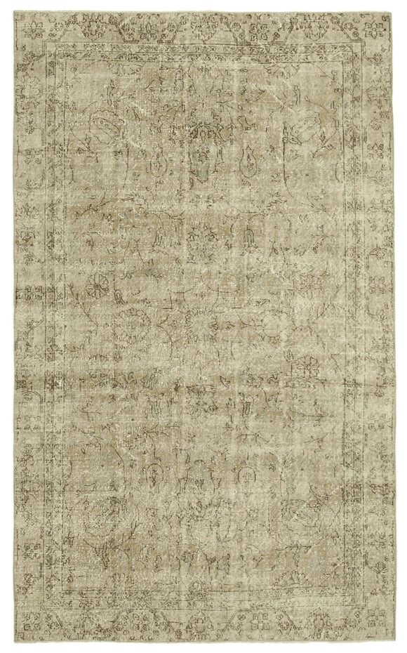 6x10 Beige Turkish Vintage Area Rug - 39321