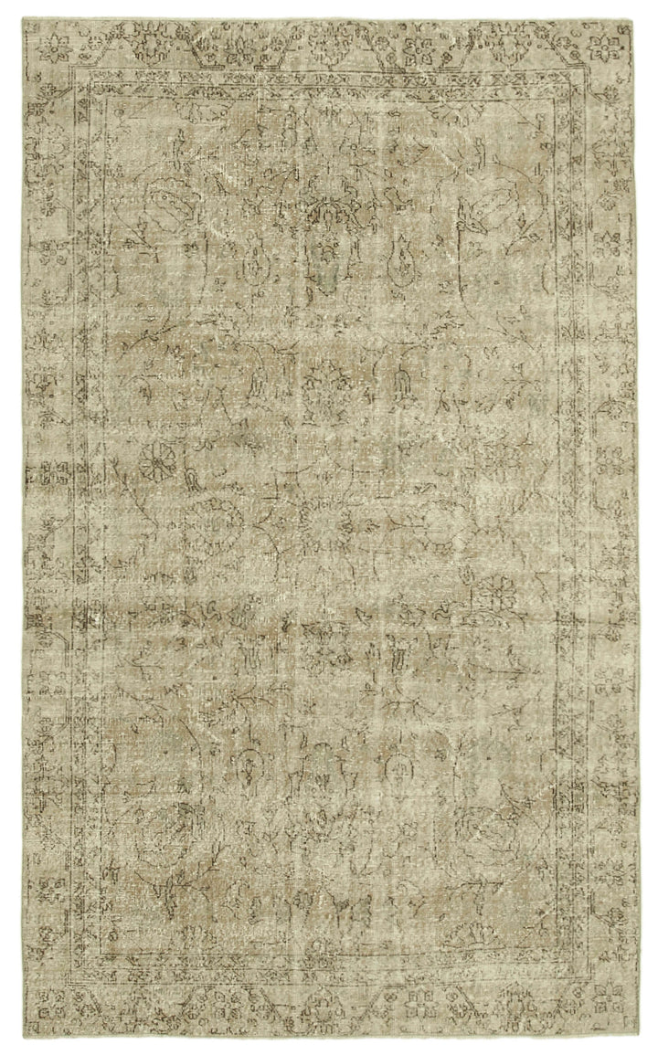 6x10 Beige Turkish Vintage Area Rug - 39321