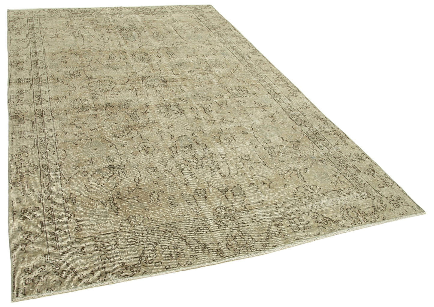 6x10 Beige Turkish Vintage Area Rug - 39321