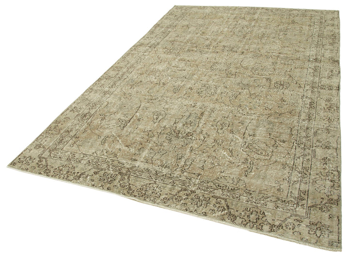 6x10 Beige Turkish Vintage Area Rug - 39321