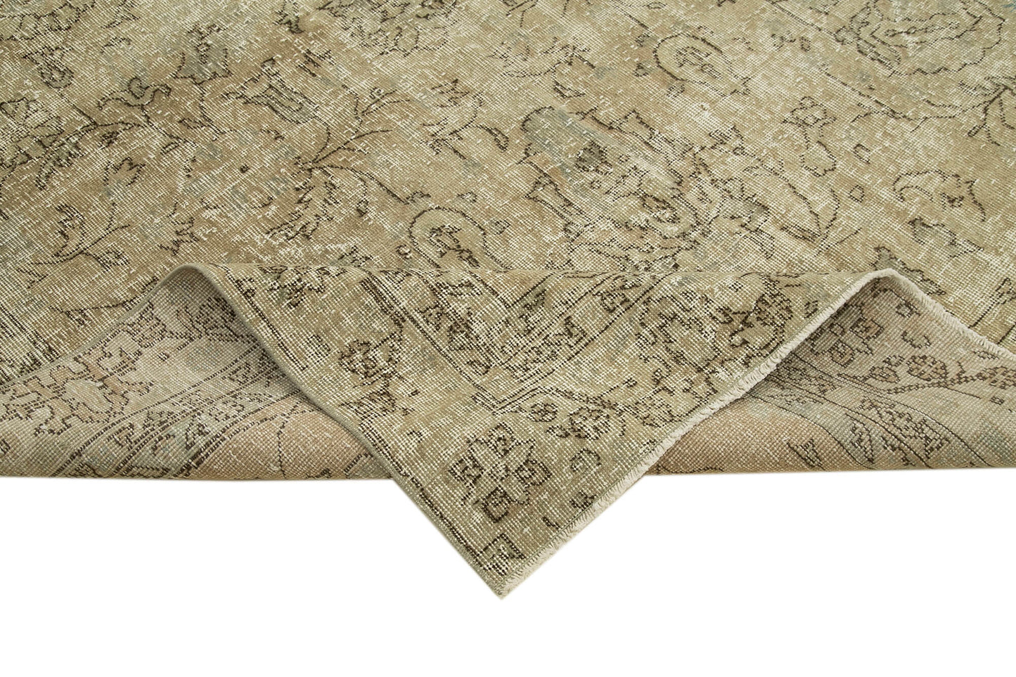 6x10 Beige Turkish Vintage Area Rug - 39321