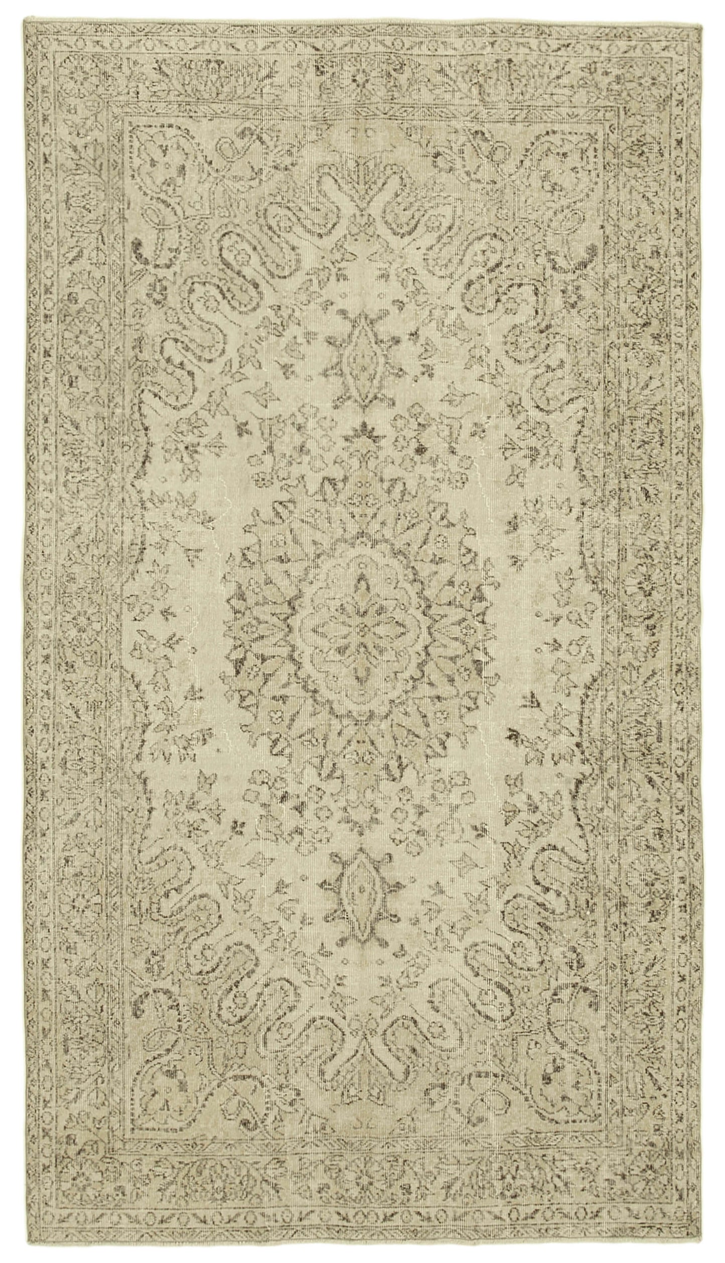 6x10 Beige Turkish Vintage Area Rug - 39323