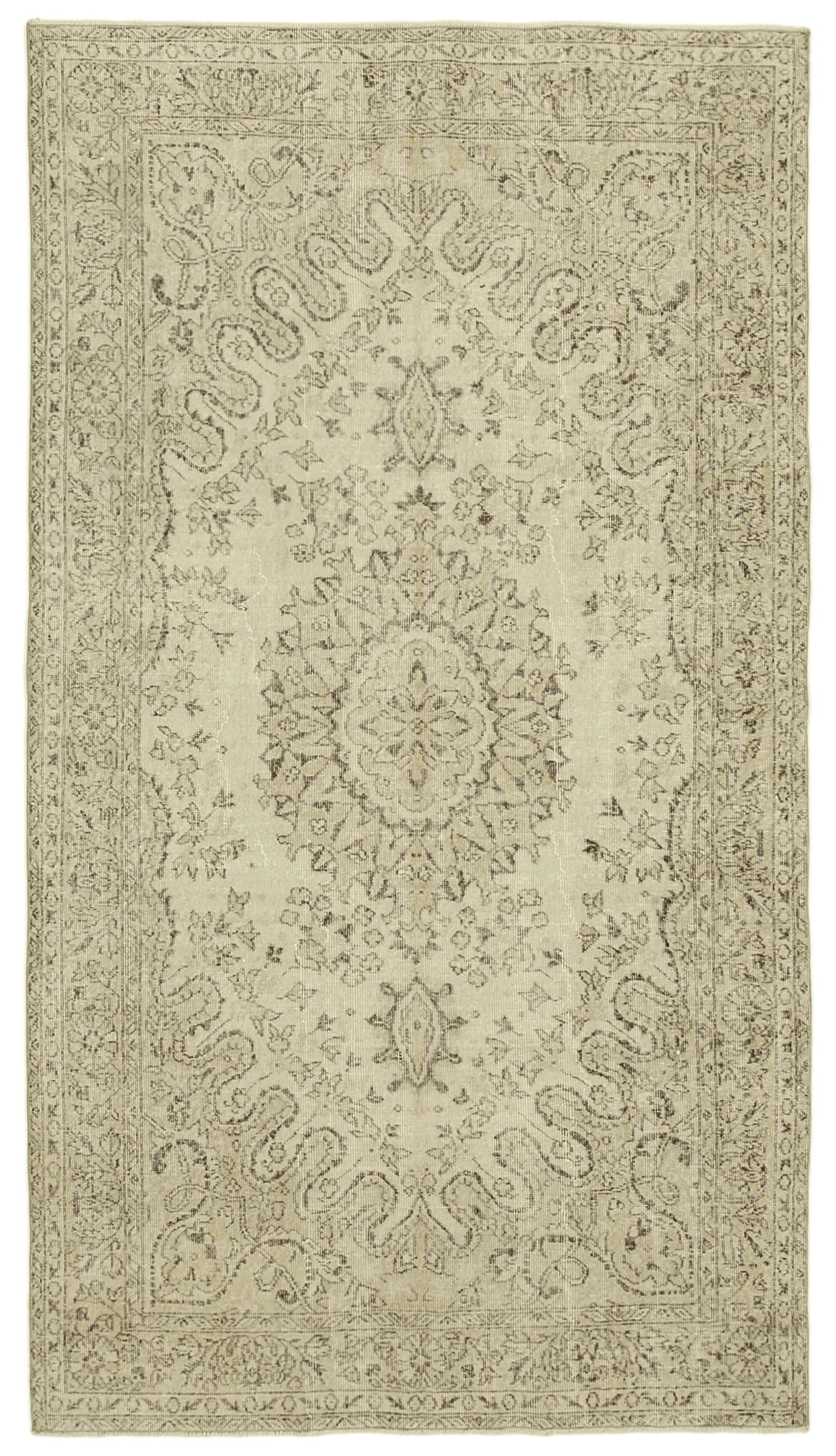 6x10 Beige Turkish Vintage Area Rug - 39323