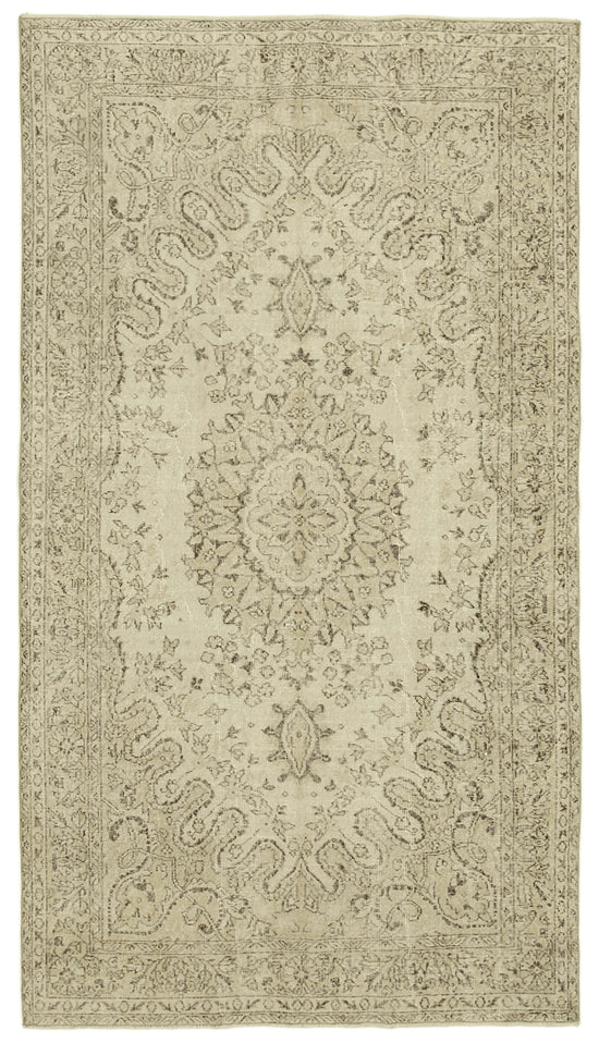 6x10 Beige Turkish Vintage Area Rug - 39323