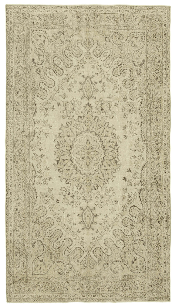 6x10 Beige Turkish Vintage Area Rug - 39323