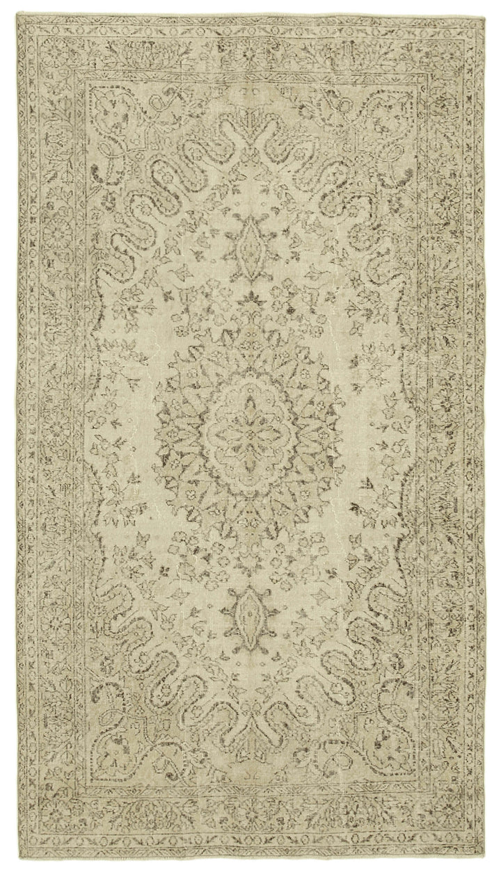 6x10 Beige Turkish Vintage Area Rug - 39323