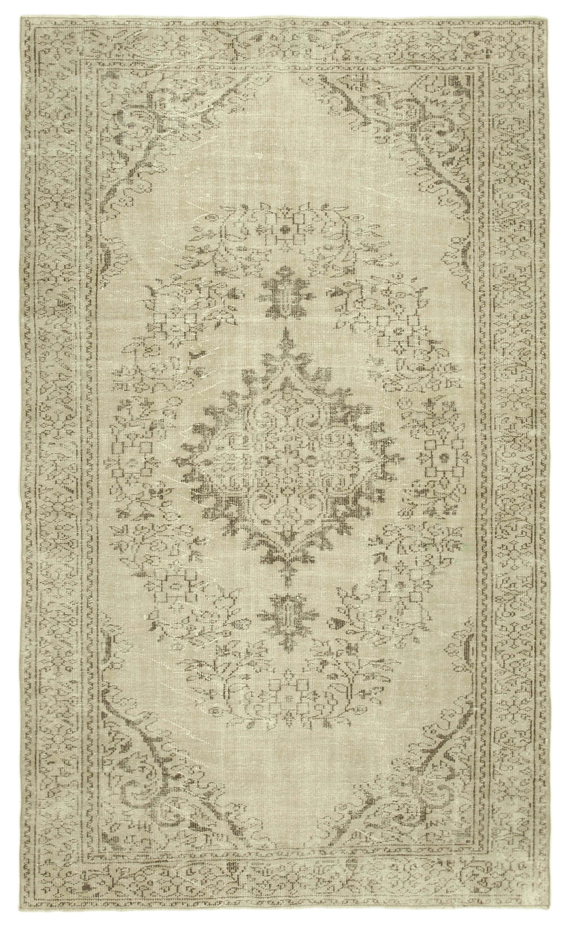 6x10 Beige Turkish Vintage Area Rug - 39324
