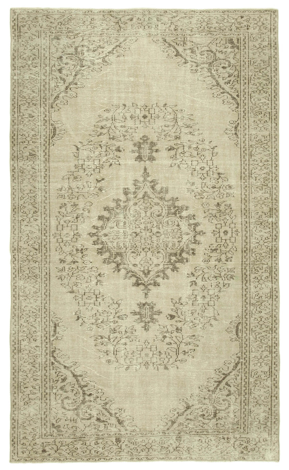 6x10 Beige Turkish Vintage Area Rug - 39324